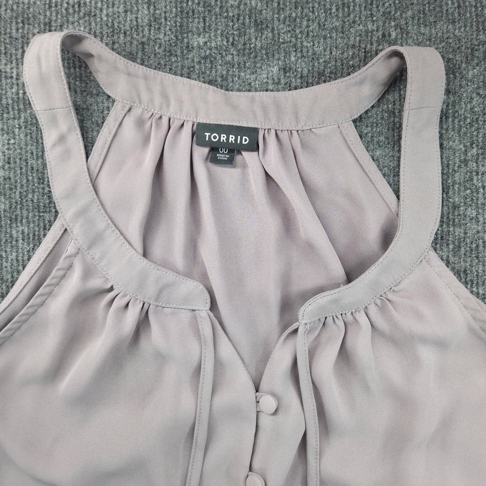 Torrid Halter Blouse Women‎ 00 Purple Mauve Button Front Career Wear Top